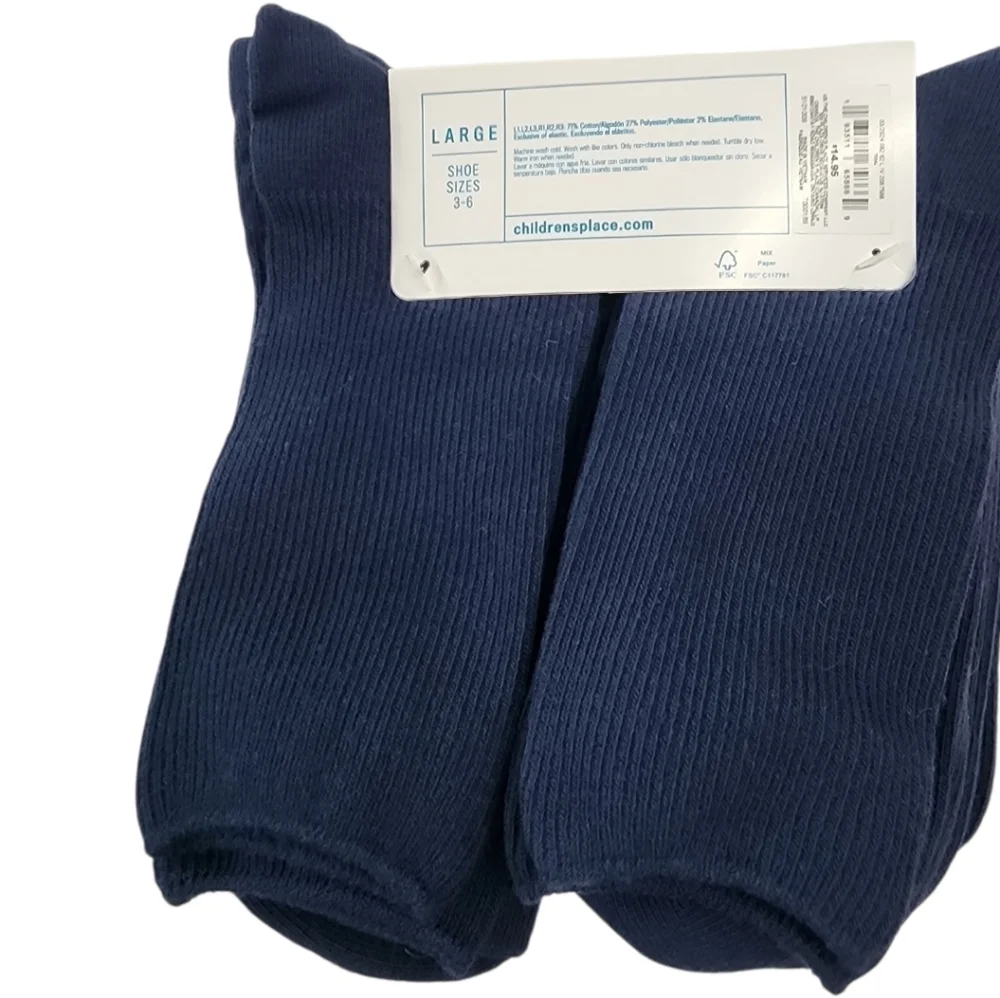 6pc Children's Place Navy Crew Socks, Size 3-6 *NWT*